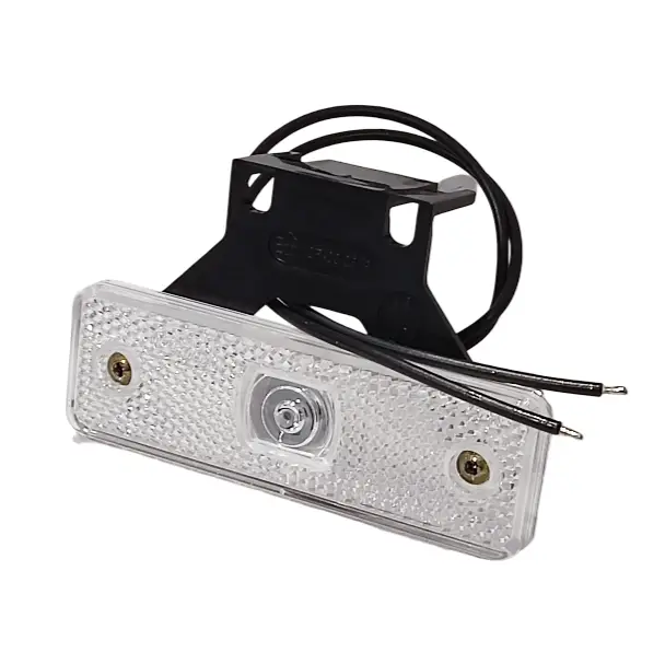 LED marker light, white with holder 12/24V