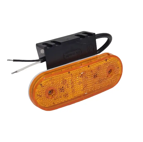 LED marker light, yellow with holder 12/24V