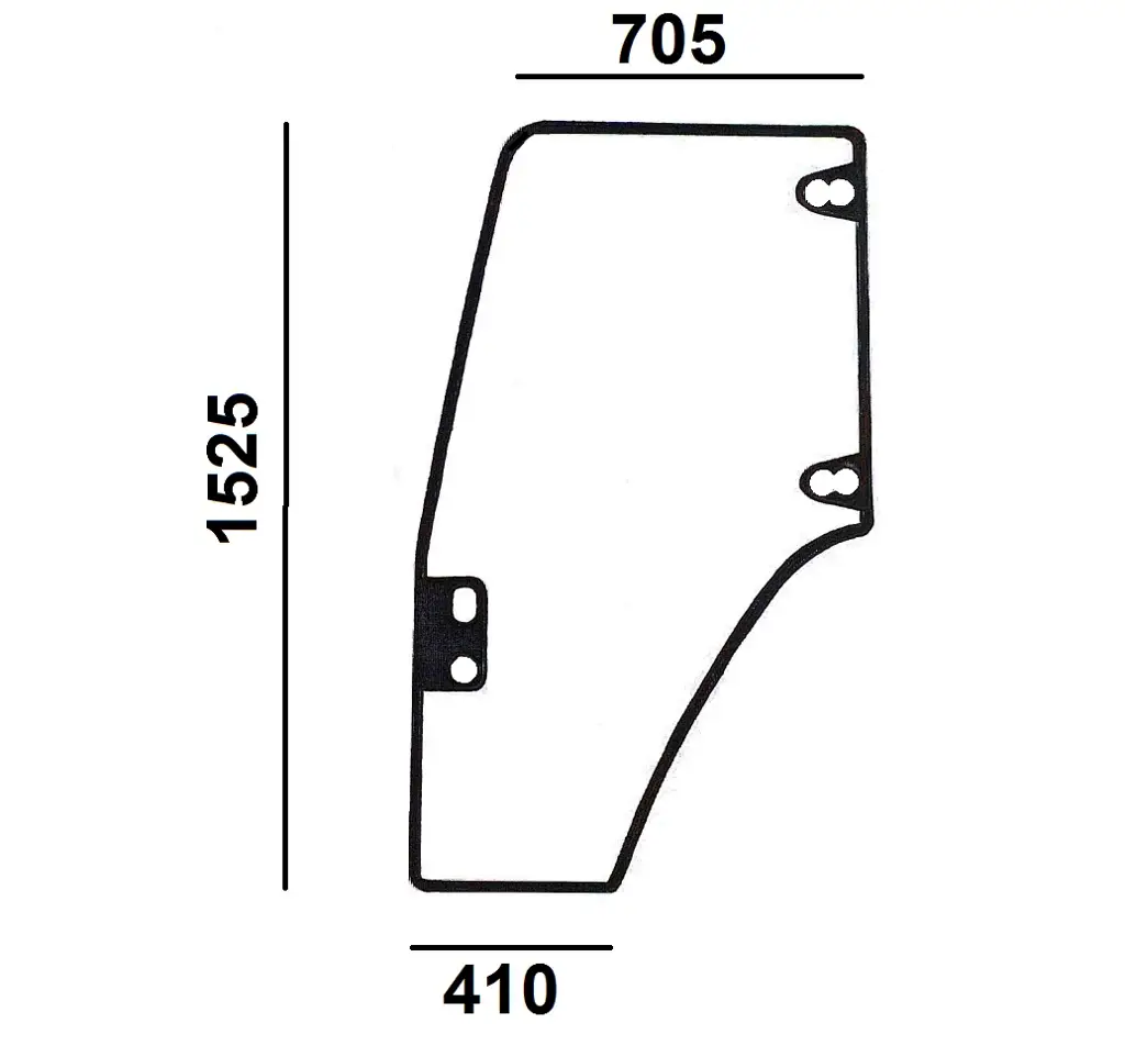 Stiklas durų, lenktas, tamsintas (kairys) Door window curved-tinted (L-h)