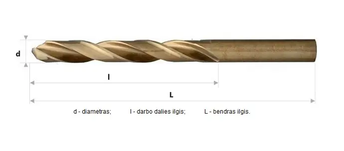 Grąžtas metalui D 16.0*178 DIN 338 Profi Drill for metal D 16.0*178 DIN 338 Profi
