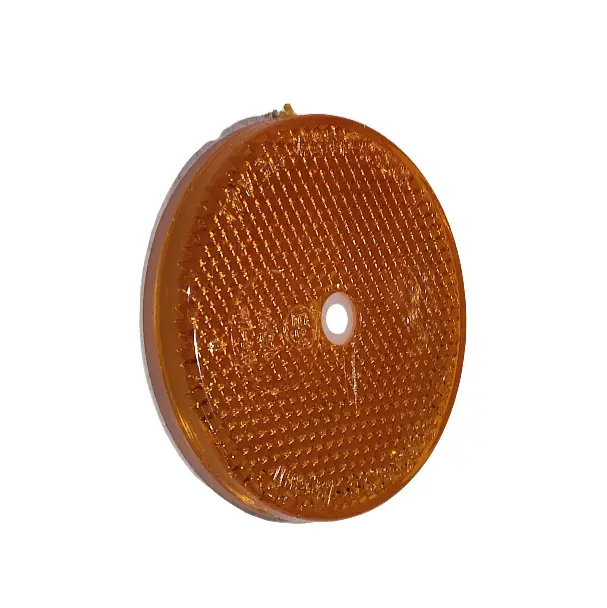 Atšvaistas apvalus, geltonas (su skylute) 64 mm Reflector round yellow (with hole) 64 mm