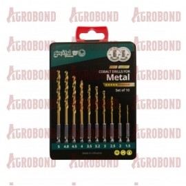 Набор свёрл по металу Ø 1.5-5.0 мм, 10 шт., титан. HSSCo