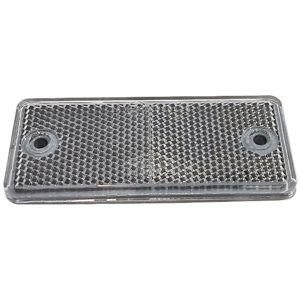 Светоотражатель прямоугольный, белый (с отверстиями) 90x40 мм